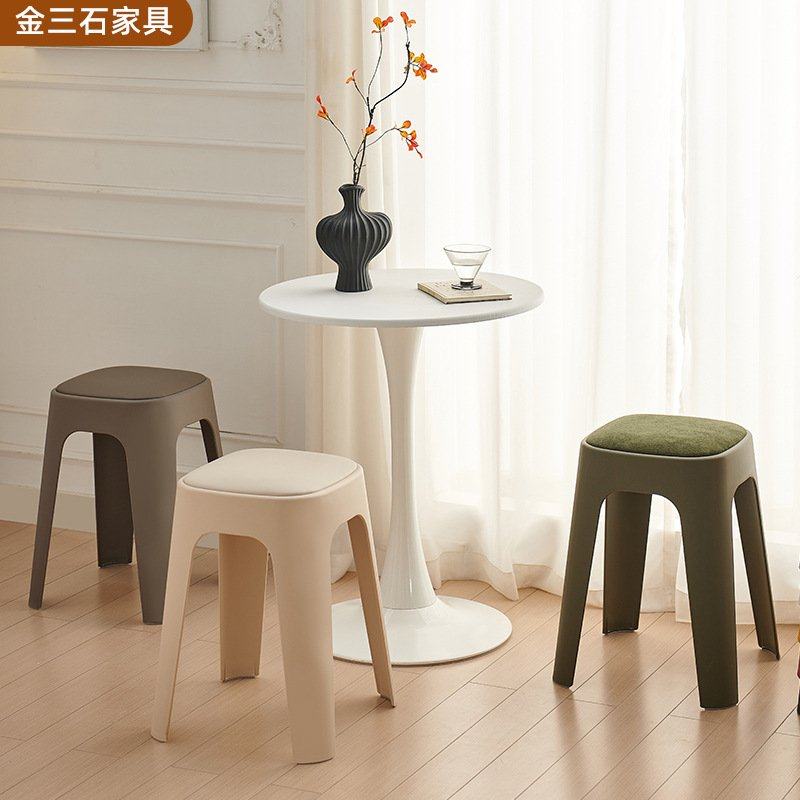 塑料凳子家用可叠摞包餐厅方凳现代吃饭软凳高凳子餐椅简约客厅,住宅家具,高脚凳,淘宝优惠券,粉丝福利购,淘宝优惠卷
