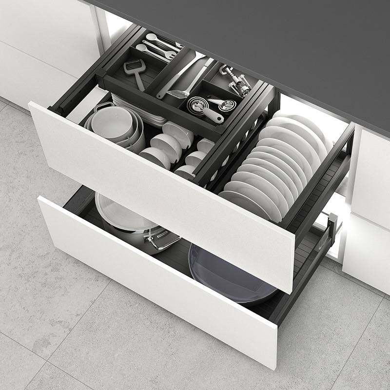 飞鸥厨房橱柜碗碟拉篮锅具收纳双层开门式三七抽工具调味篮碗篮铝,家装主材,拉篮,淘宝优惠券,粉丝福利购,淘宝优惠卷