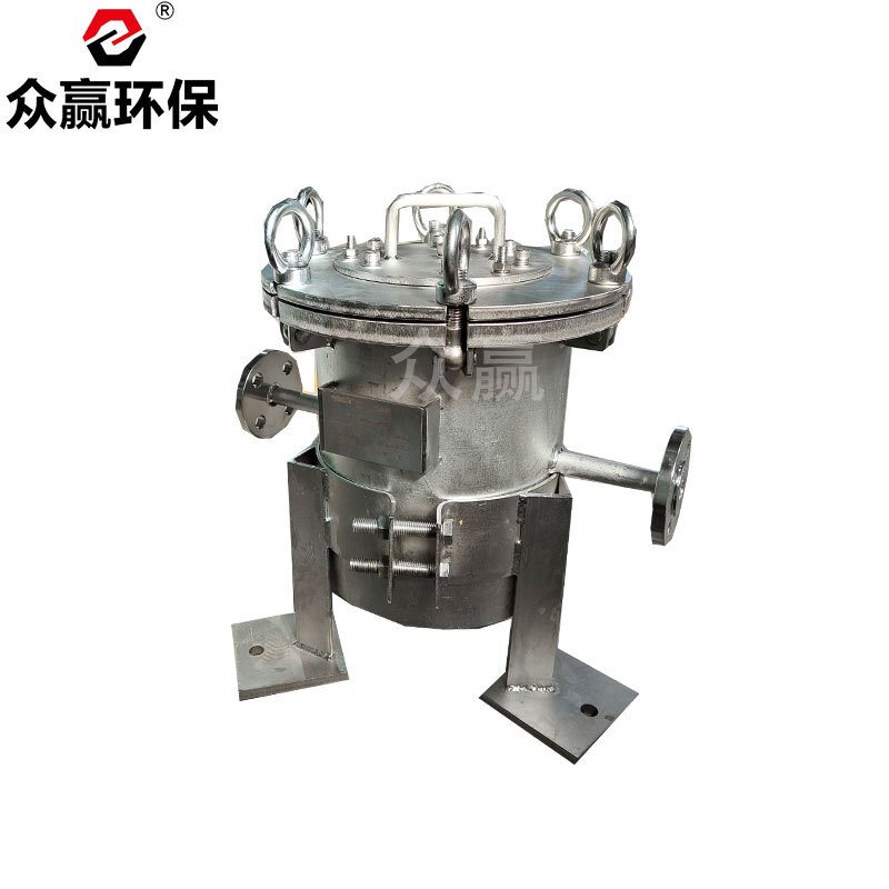 众赢环保304不锈钢篮式过滤器工业海污水提篮式快开直筒除污设备