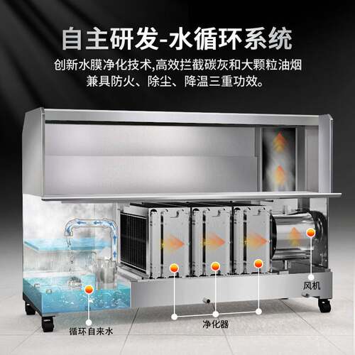 定制 无烟净化烧烤车 强劲吸力油烟净化器 水电复合免清洗烧烤车