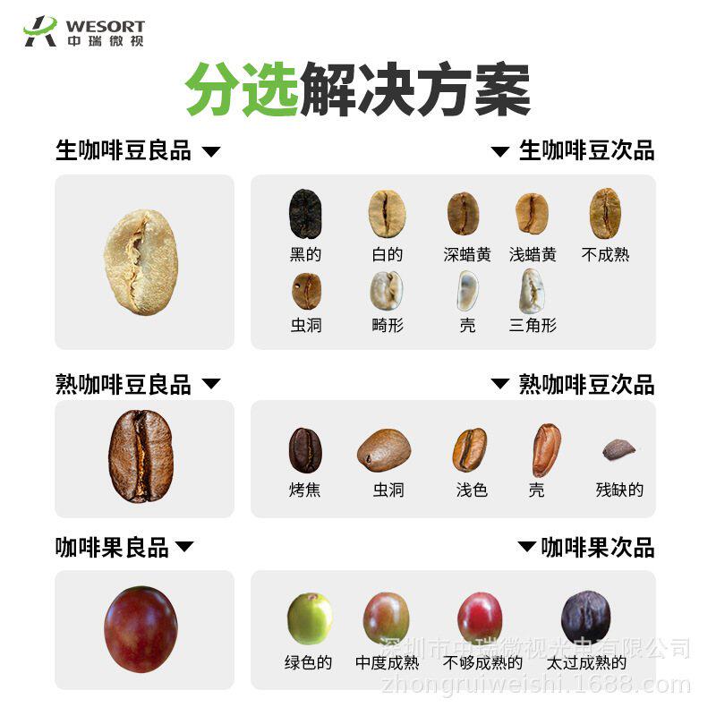 可出口中瑞咖啡色选机专业筛选咖啡果生熟咖啡豆分级设备分离机械