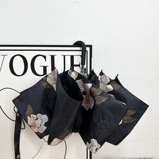 复古弯勾太阳伞防晒防紫外线便携黑胶折叠遮阳伞晴雨两用手动卡通