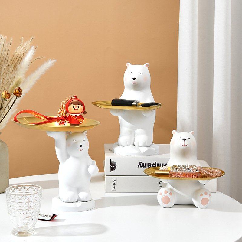 北极熊桌面树脂摆件客厅床头柜生日礼品家居装饰新居乔迁托盘收纳,家居饰品,桌面摆件,淘宝优惠券,粉丝福利购,淘宝优惠卷
