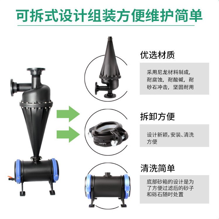 定制大田大棚滴灌灌溉首部设备塑料离心过滤器沙石分离器2寸3寸4