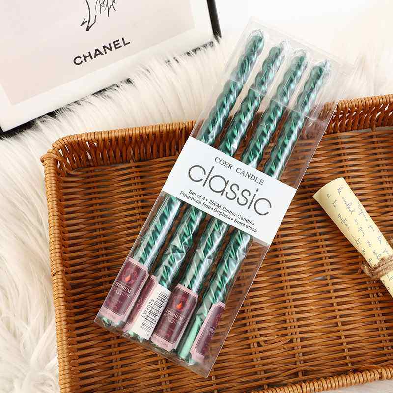 欧式长杆彩色螺纹烛台蜡烛装饰家用婚礼浪漫批发生日烛光晚餐蜡烛