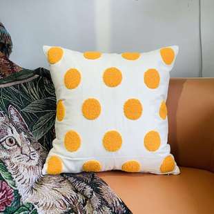 客厅护家居靠垫沙发 饰腰田园ins风格 新款 帆布毛巾绣花抱枕套枕装