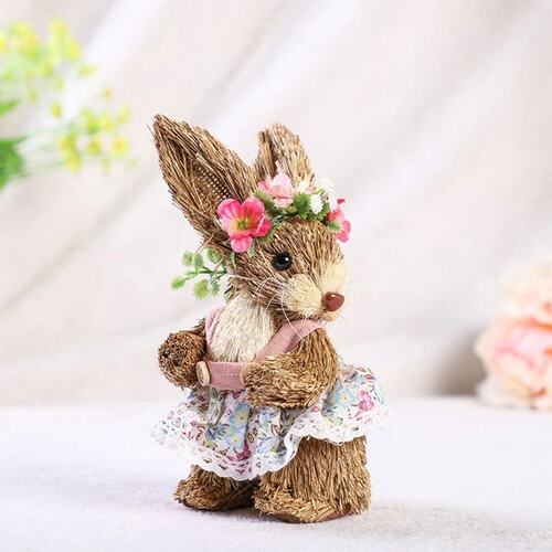 Easter Straw Rabbit Ornament for Creative Artificial Bunny f
