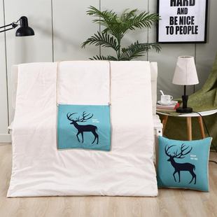 北欧鹿风格 抱枕被子家居靠垫两用柔软风沙发靠枕宁静多功能北欧