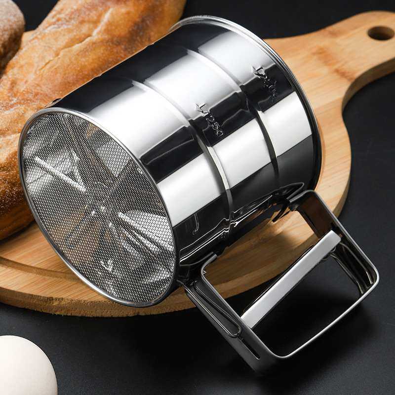 金色不锈钢面粉筛半自动手持式粉糖粉过滤手摇筛家用烘焙撒面粉