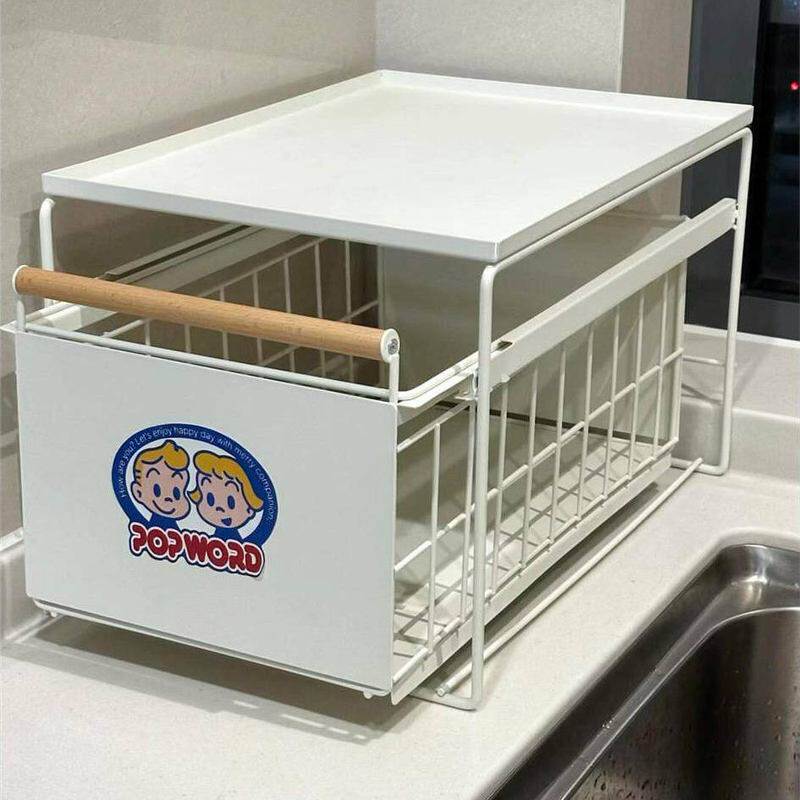 新疆包邮厨房下水槽置物架台面抽屉式收纳物架子橱柜置架分层篮柜