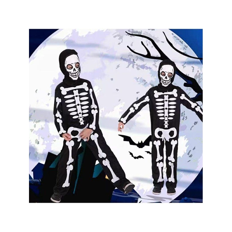 万圣节儿童服装男童搞怪衣服骷髅连体衣男孩cosplay骨架恐怖道具