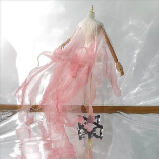 粉色蝴蝶大袖衫仙气氛围感外搭古风外披薄纱破烂花瓣超出片超仙