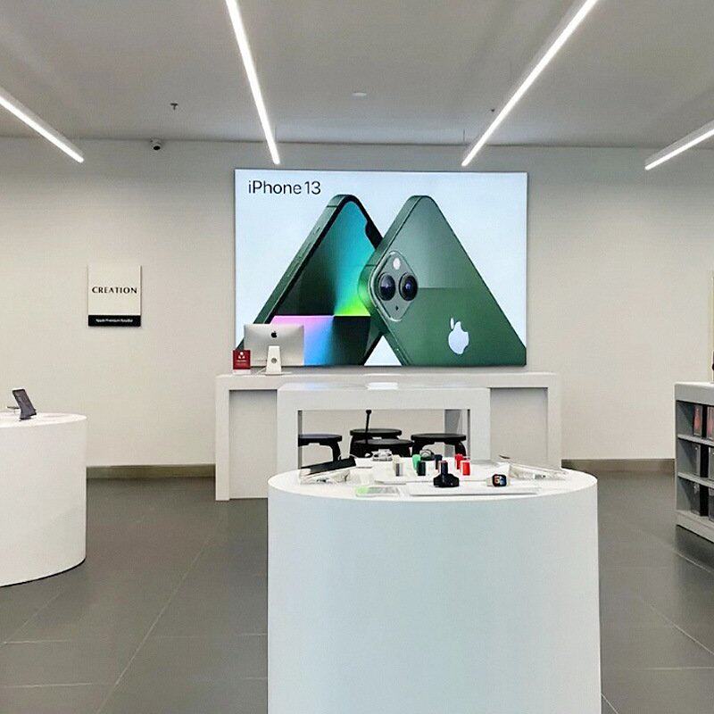 工厂定制手机专卖店展厅展示柜电子产品异性弧形中岛柜烤漆展柜