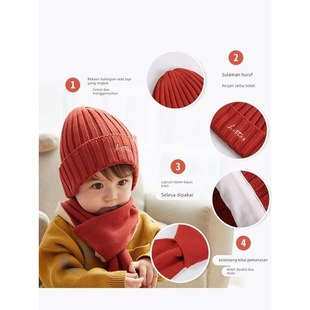 儿童帽子男童春秋款冬红色可爱女宝宝婴儿针织帽护耳保暖围巾套装