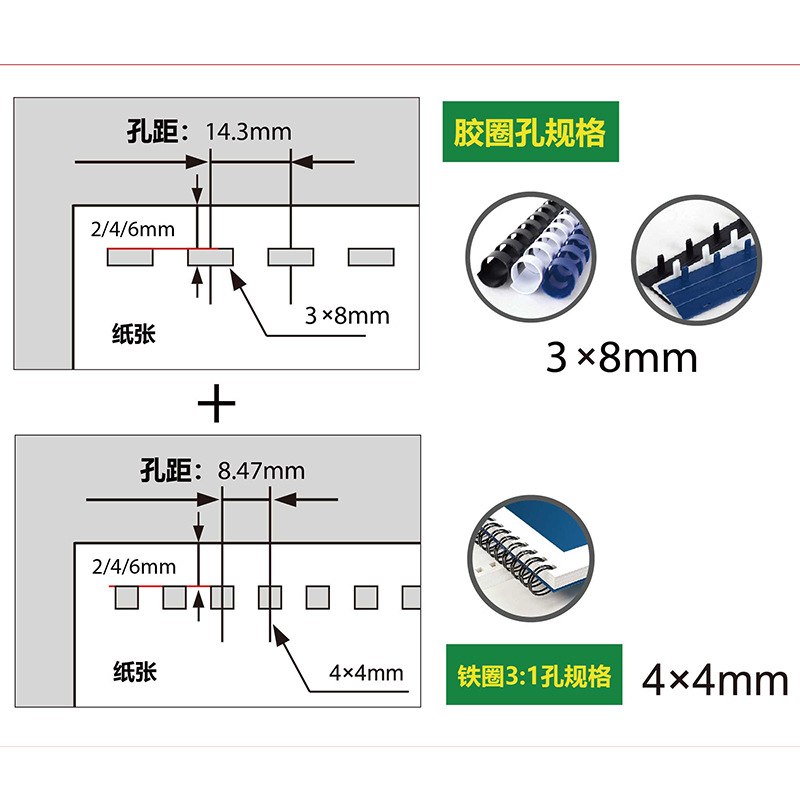 胶圈夹条铁圈三合一打孔机一体机挂历台历文本打孔装订机CW2016