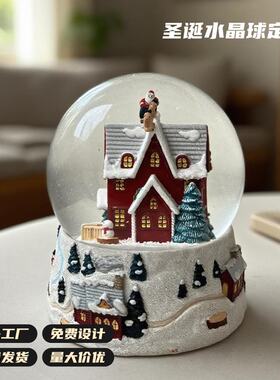 圣诞水晶球定制树脂工艺品创意圣诞节摆件雪花球装饰礼品桌面