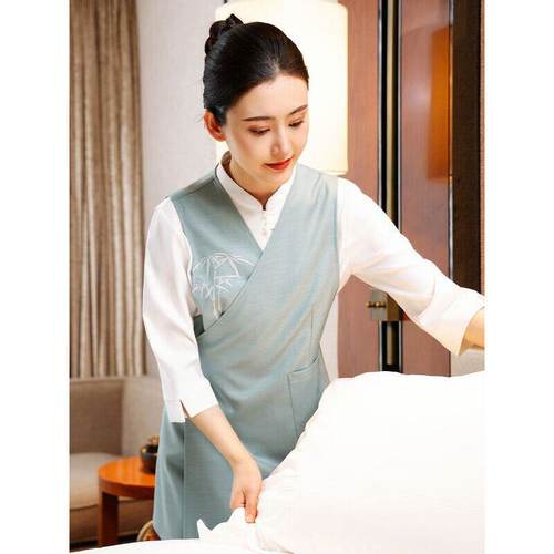 衣研堂客房保洁工作服女七分袖家政民宿客栈酒店物业冬季马甲套装