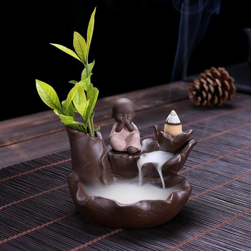 紫砂倒流香炉陶瓷创意摆件批发和尚高山流水小厂家工艺品熏香水培,家居饰品,散香器,淘宝优惠券,粉丝福利购,淘宝优惠卷