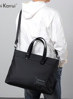 新品 Catei Karrui新款男士手提包公文包超大容量牛津布包欧美风