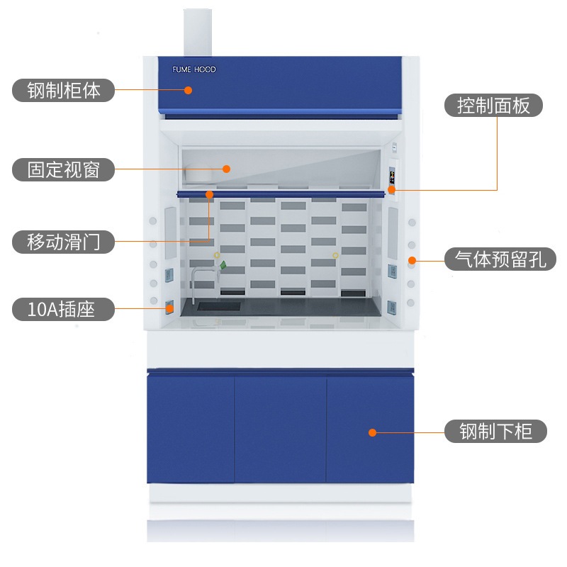鸿铭实验室全钢通风柜排风化学排气柜化验室桌上整体型排风安全柜
