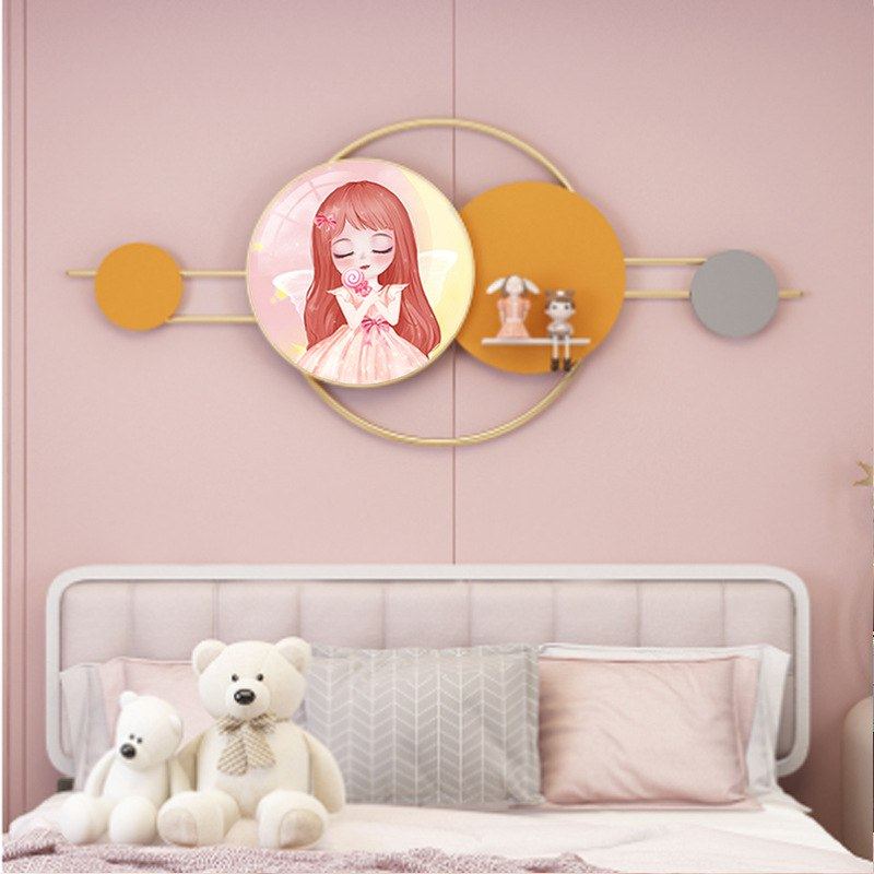 新款金属画儿童壁挂画壁饰组合瓷墙面置物架卡通立体玄晶装饰画