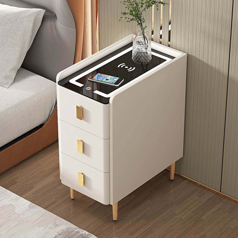 超窄智能床头柜实木简约现代无线充电带灯边柜小型三抽家新疆包邮,住宅家具,智能床头柜,淘宝优惠券,粉丝福利购,淘宝优惠卷