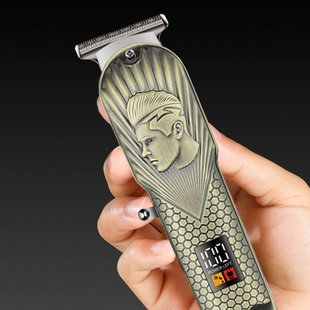 跨境新款雕刻剪理发器金属机身头剪理发推电推子油剪液晶显示电