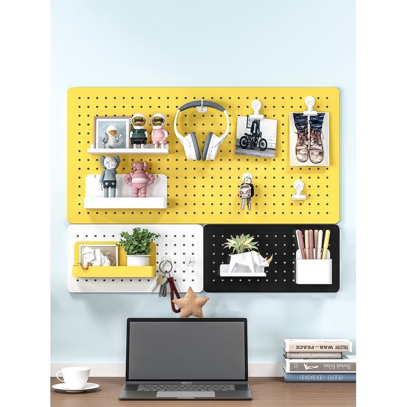 金属洞洞板墙壁隔板置物架墙上免打孔挂板玄关入户收纳墙面展示架