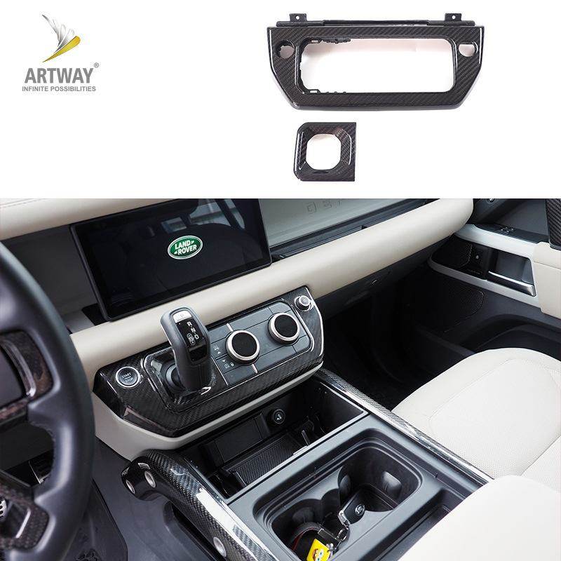 适用20-22路虎新卫士改装碳纤维空调模式按键框110 90内饰配件