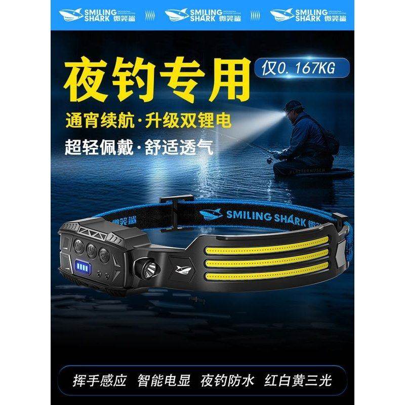 头灯2025新款强光超亮充电超轻头戴式感应灯户外钓鱼专用超长续航