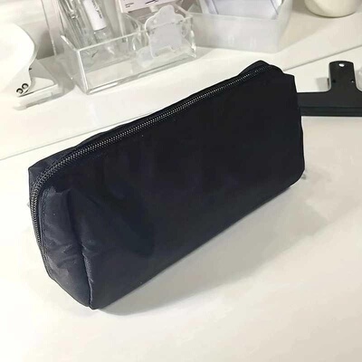 1pc-Simple black canvas pencil case with large capacity stat