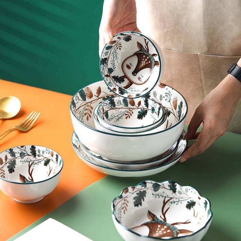 ins创意日式卡通陶瓷碗餐具可爱饭碗盘子碗碟米家用套装儿童汤碗,厨房/烹饪用具,微波炉专用盒,淘宝优惠券,粉丝福利购,淘宝优惠卷