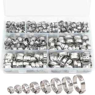 抱夹喉油管箍 箍管不锈钢箍盒装 23.5单耳无极卡箍130PCS304套装