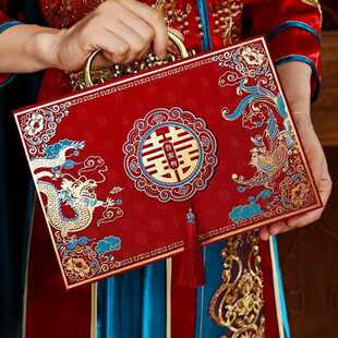 结婚订婚礼金礼品盒聘金聘礼礼盒盒子箱现金彩礼空盒五金提亲