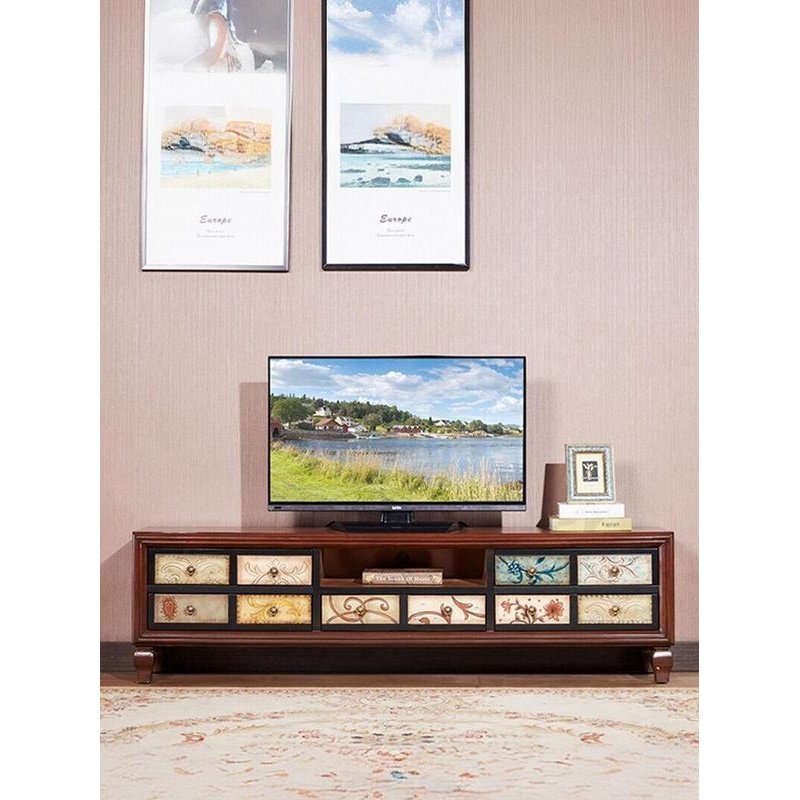 美式电视柜置地组合客厅全套茶几简约现代小户型复古胡桃色茶水柜,住宅家具,茶几+电视柜,淘宝优惠券,粉丝福利购,淘宝优惠卷
