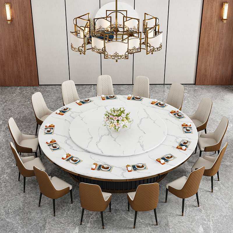 新中式酒店餐桌电动转盘带电磁炉大圆桌包厢16人20人岩板圆桌餐椅,住宅家具,电磁炉餐桌,淘宝优惠券,粉丝福利购,淘宝优惠卷