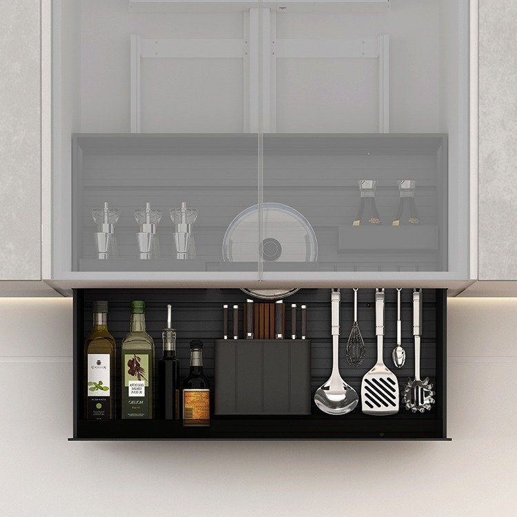 意铂尼厨房声控智能触摸全铝金工具顶柜升降机吊柜拉篮智能升降