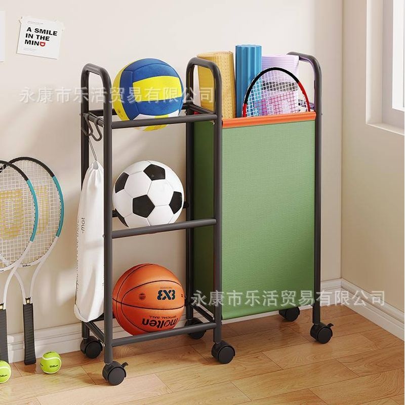 球类收纳筐家用小推车羽毛球垫架夹缝瑜伽器材收纳健身运动置物架