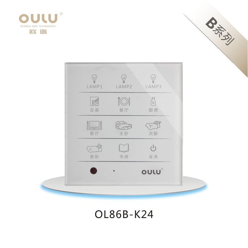 欧璐智能开关 触摸开关 智能墙壁开关 86型OL86A-KA升级K24多控开