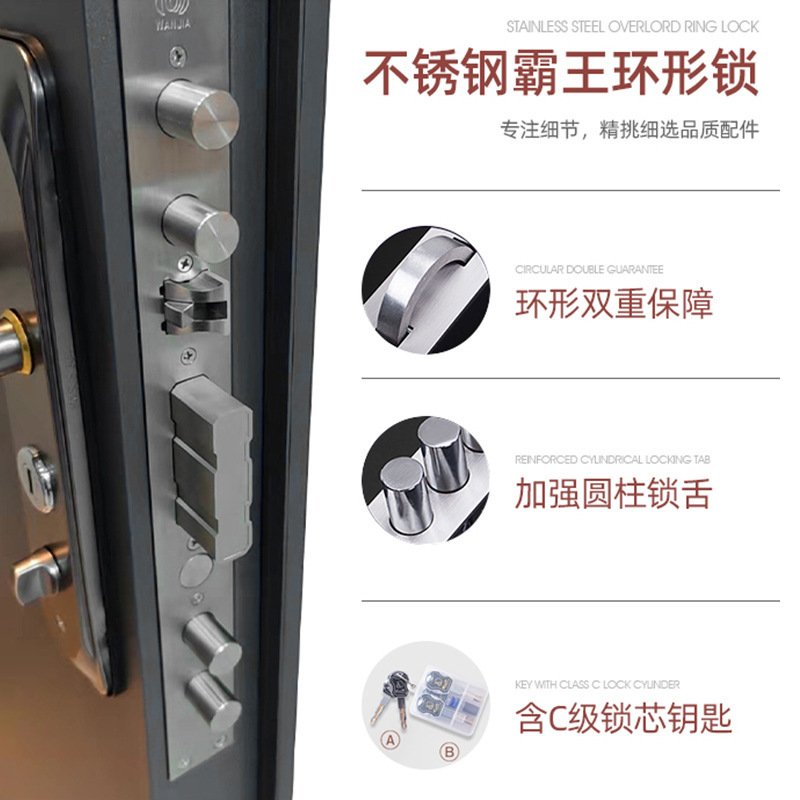 小区甲级防盗门家用进户门铸铝入户大门智能门锁子母门轻奢单开门