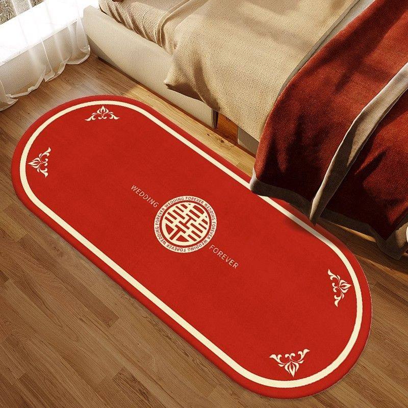 结婚卧室中式地毯婚房喜庆长条床边垫毯门防滑地垫地毯入户红色,居家布艺,床边毯,淘宝优惠券,粉丝福利购,淘宝优惠卷