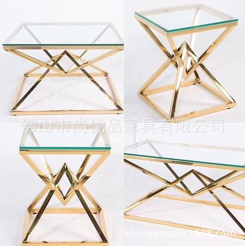 控制台玄关桌不锈钢金色透明桌面简约端景台入户靠墙条案玄关柜