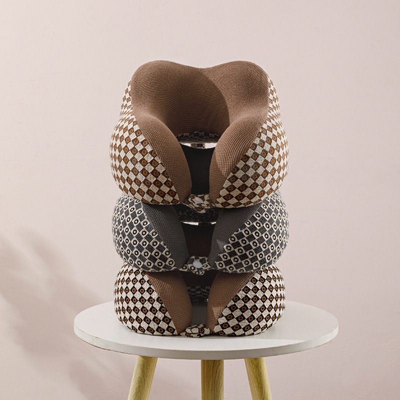 新款直销记忆棉u型枕慢回弹护脖枕午睡枕头汽车飞行旅行枕小方格