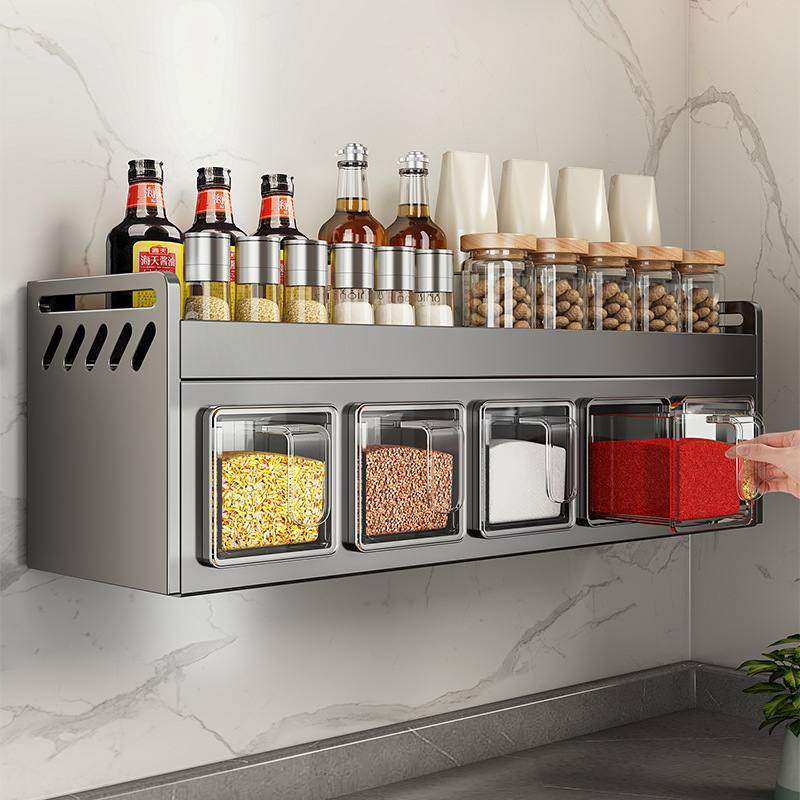厨房调料置物架免打孔家用调料多功能组合壁挂套装调味品盒罐收纳,厨房/烹饪用具,调料置物架,淘宝优惠券,粉丝福利购,淘宝优惠卷