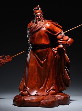 花梨木雕关公摆件横刀实神像供奉工艺礼品雕像木质关帝武财神镇宅