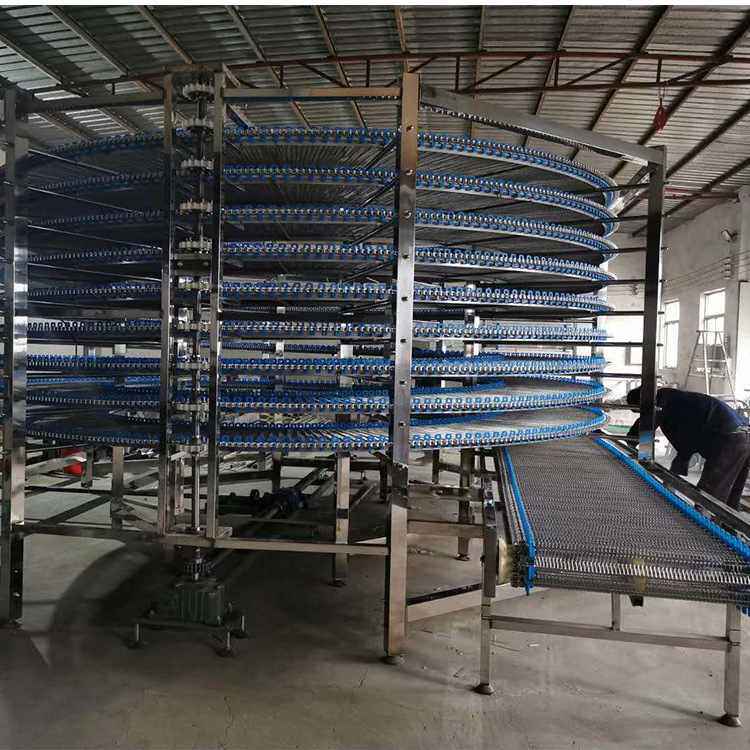 304不锈钢带式螺旋冷却塔输送机 糕点蛋糕面包发酵 水饺海鲜速冻