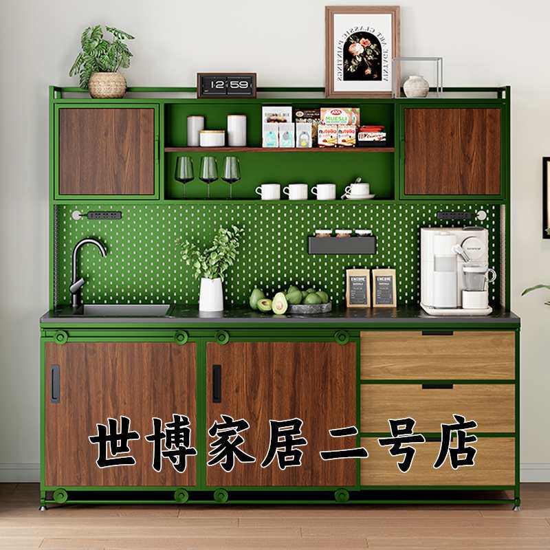 水吧台一体柜办公室商用靠墙水槽柜公司茶水间咖啡柜洗手池操作台