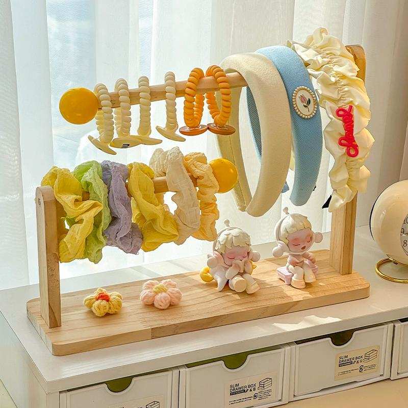 发饰收纳神器发箍整理架大容量手串发夹展示架木质儿童头绳发圈架