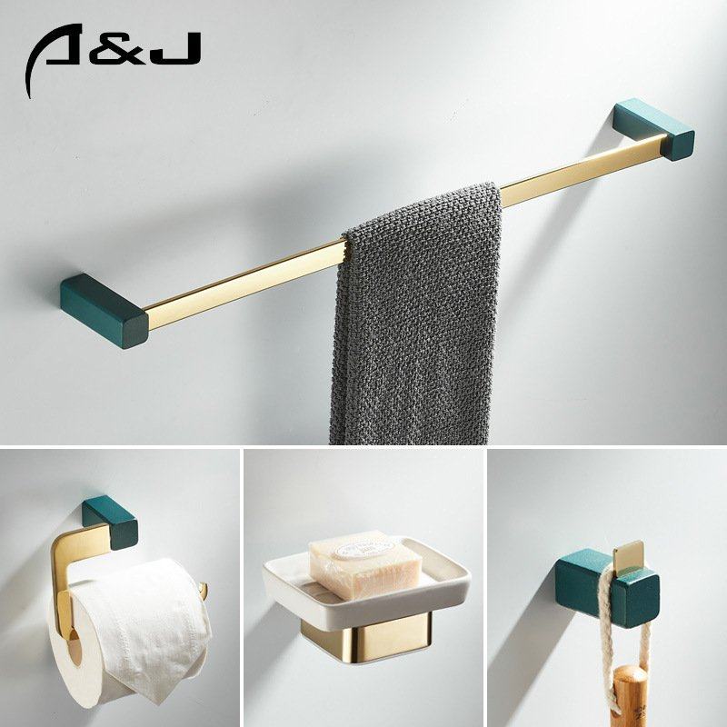锌合金外贸六件套电商新款单毛巾架金绿单杯卫生间杆毛巾架杆浴室,家装主材,浴巾架/毛巾架,淘宝优惠券,粉丝福利购,淘宝优惠卷