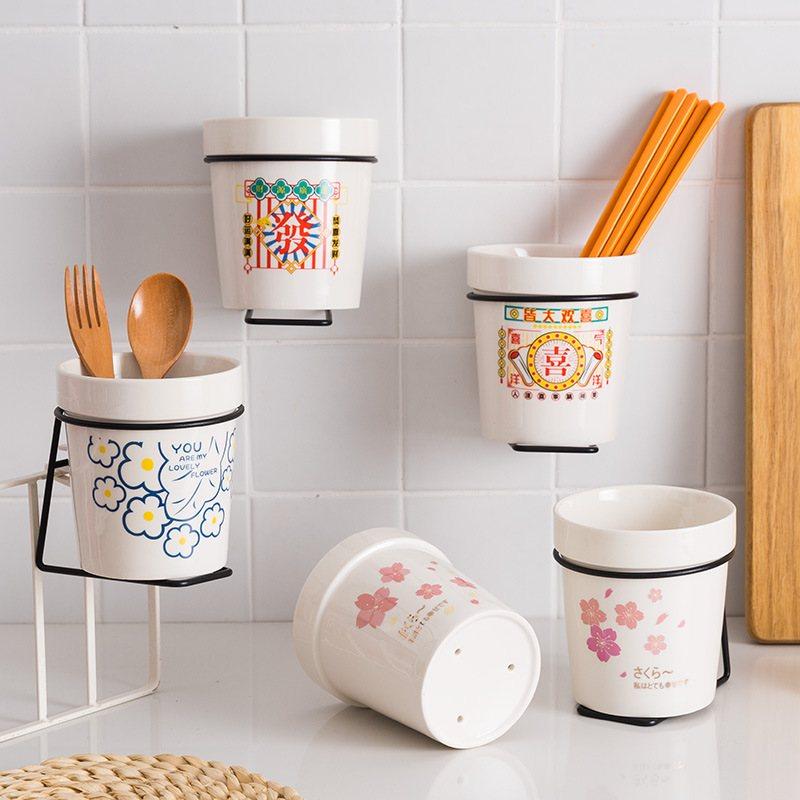 新品 北欧陶瓷筷筒家用筷架厨房收纳筷笼沥水筷篓铁艺筷筒收纳桶,餐饮具,餐具笼/架,淘宝优惠券,粉丝福利购,淘宝优惠卷